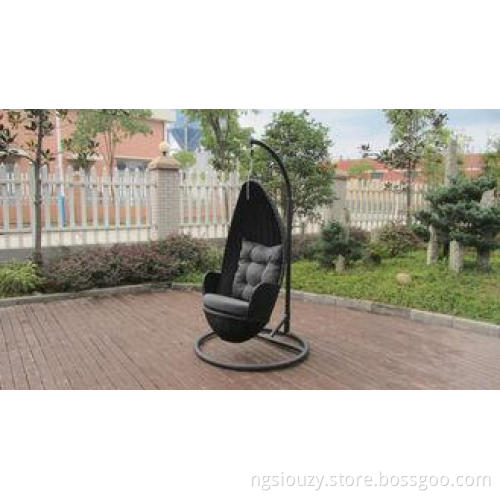 Aluminum Frame And Black Rattan Swing Chair For Outdoor Gar